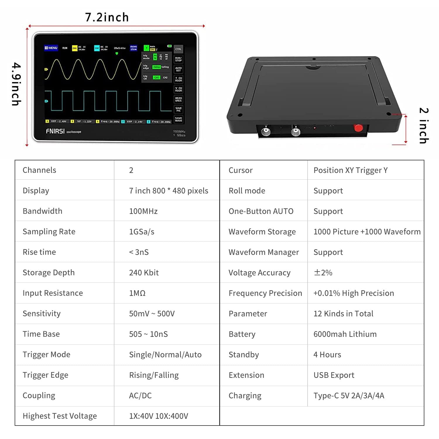 2CH 100MHz 1GSa S Tablet Oscil - Electronics Repair Engineer ulasan dan harga